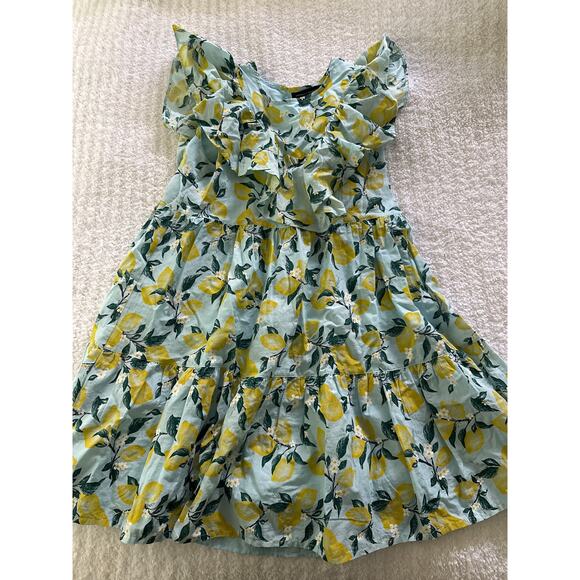 French Connection Girls 12–14 Lemon Print Ruffle Dress Summer Cotton Resort - Picture 2 of 6